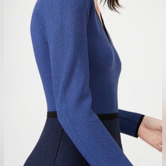 NWT Club Monaco Blue knitted over the knee Dress, Size XS - Picture 3 of 10